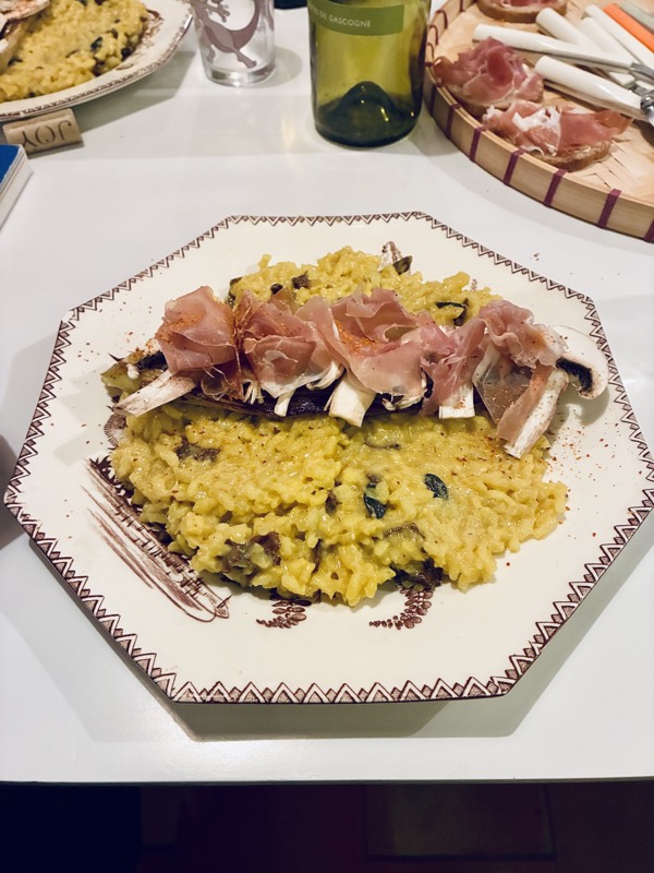 Risotto au jambon cru et champignons
